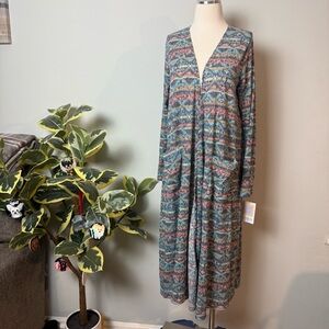 LuLaRoe Sarah Duster Cardigan Multicolored Variegated Knit Pattern ~ Medium